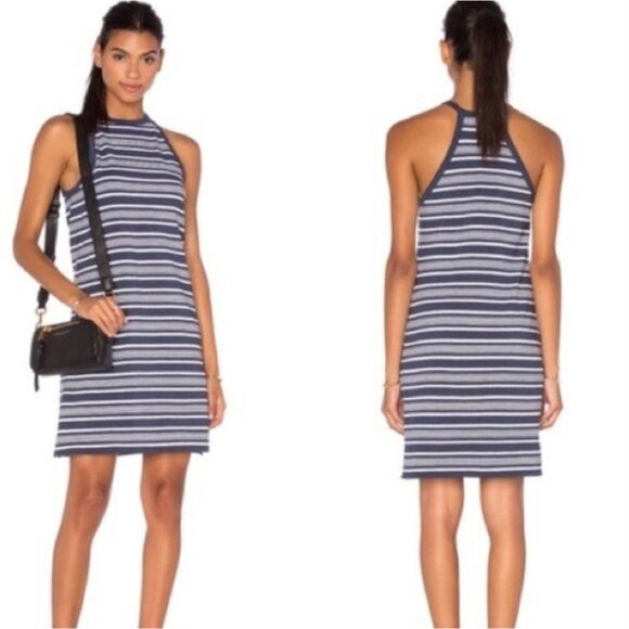 Theory Dress Striped Blue and White Racerback Stretchy Comfy - Picture 1 of 7
